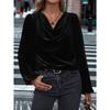 Autumn/Winter T-Shirts Women's Clothing Korean Velvet Pile Collar Women's Long Sleeve Top Women