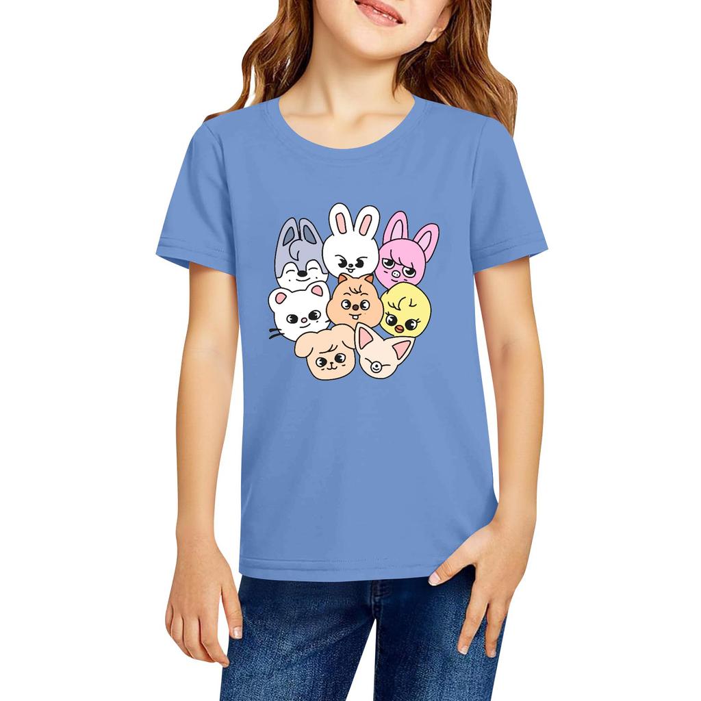 Modne ubrania robocze z krótkim rękawem i okrągłym dekoltem, bluzki z nadrukiem dla DZIECKA, letnie topy