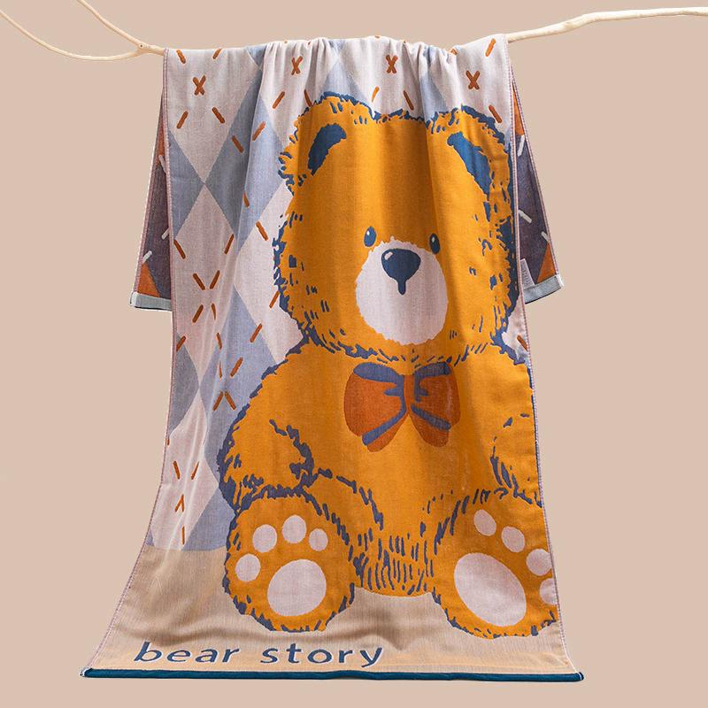 Cartoon Strawberry Cotton Big Towel for Bath for Kids Men Women Bathroom Luxury Five-layer Gauze Super Absorbent Towel 80×160CM