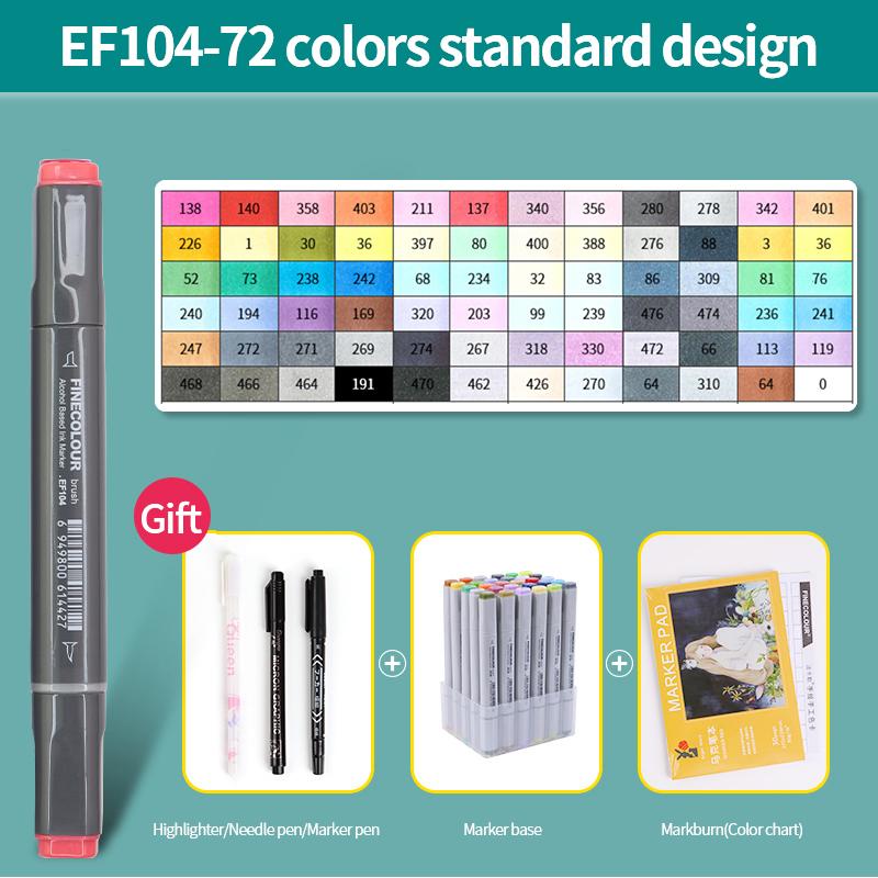 EF104 Double-Head Alcohol Marker Pens Sketch Design Marker Brush Pen Beginner Manga Graphic Drawing Art Supplies