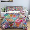 Geometric Mandala King Queen Duvet Cover Boho Ethnic Style Bedding Set for Teens Adults Mediterranean Soft Polyester Quilt Cover
