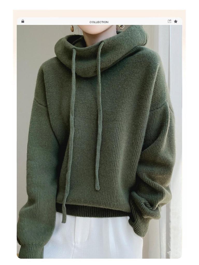 Women's 2024 Winter Loose Solid Color Thick Turtleneck Sweater