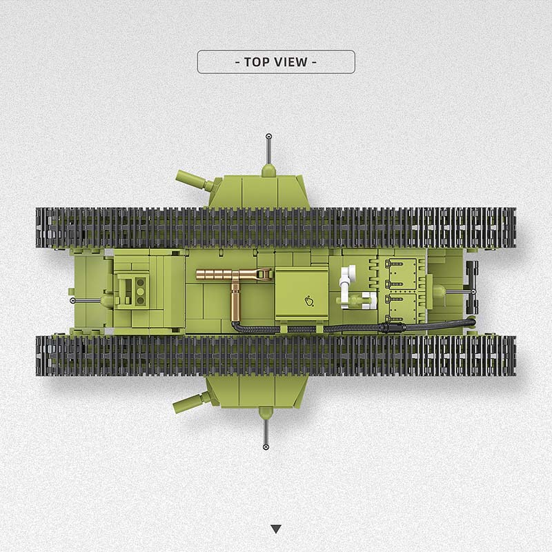 900Pcs MK.V Heavy Tank Building Blocks World War I Tank Military Crawler Vehicle Model Bricks Toys for Kids Adults Xmas Gifts
