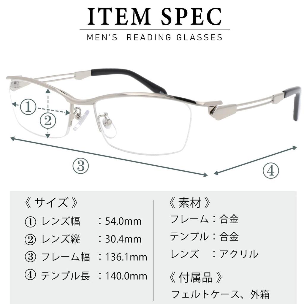 FEEL LIFE Reading Glasses FLM-001-2+1.00 Black Men's