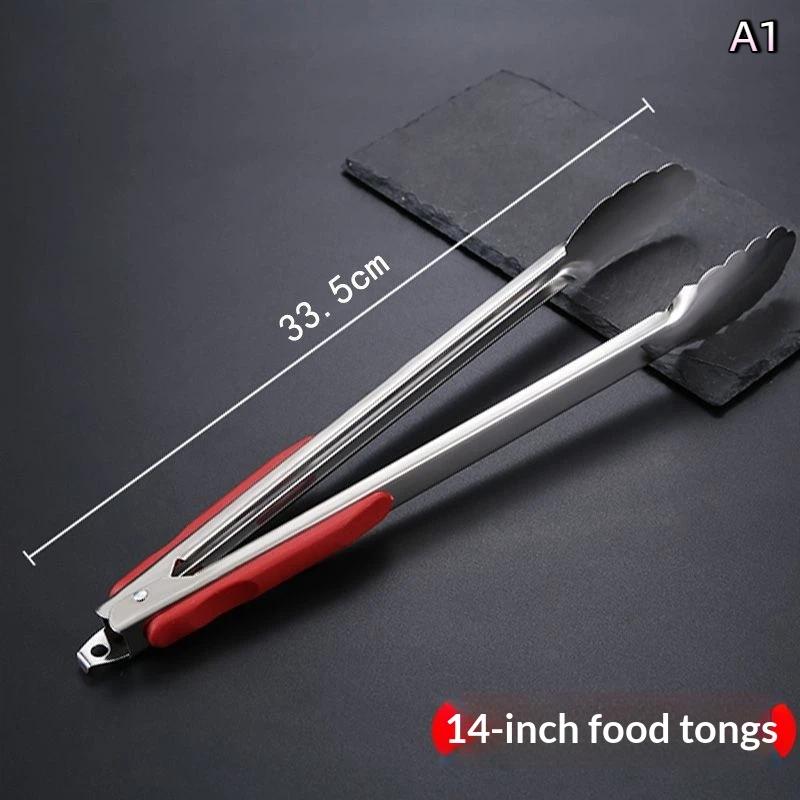 Tragbarer Edelstahl BBQ Antihaft BBQ Clip Salat Brot Lebensmittelzange Küchenwerkzeuge Kochzange mit Gelenksperre Küche