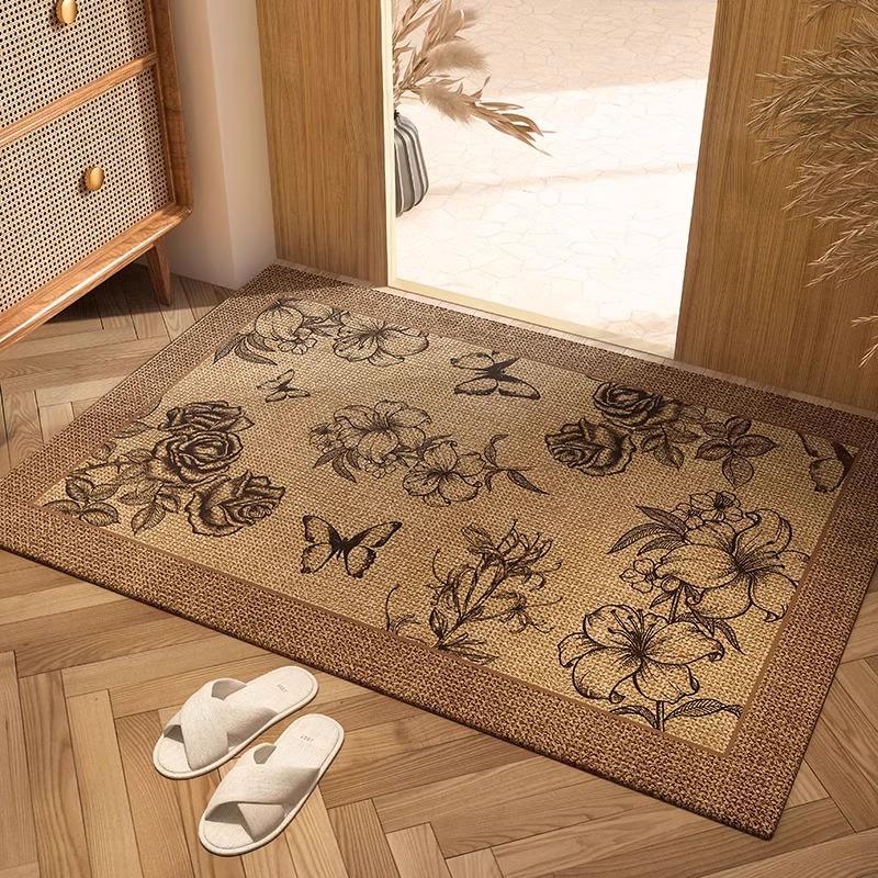 Japanese-style Wooden Style Non-Slip Floor Mat for Kitchen, Dirt-Resistant, Entrance Welcoming Carpet, Home Decoration Rug 70x100cm