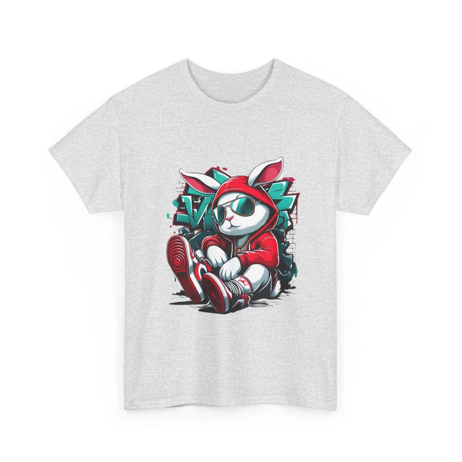 

Cool Bunny in Hoodie T-Shirt Streetwear Skate Rabbit Graphic Tee S