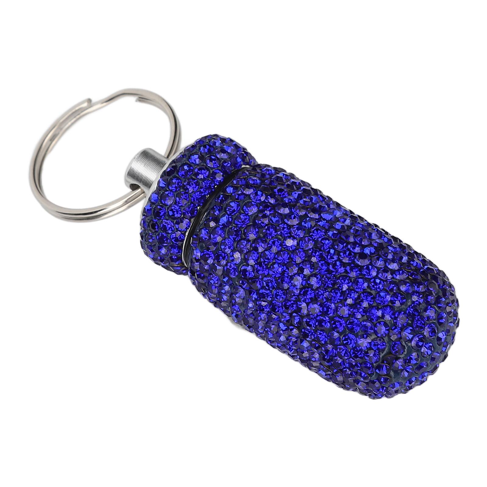 

Keychain Medication Case Portable Waterproof Rhinestone Mini Keychain Medication Holder for Travel