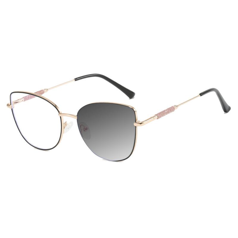 Latest Stylish Design Cat Eye Photochromism Prescription Reading Glasses Women Anti Blue Light Frame Clear Hyperopia Eyewear