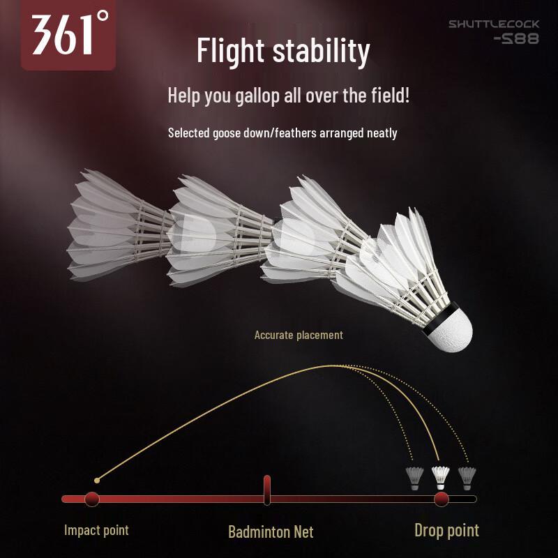 361° Durable Goose Feather Badminton Shuttlecocks