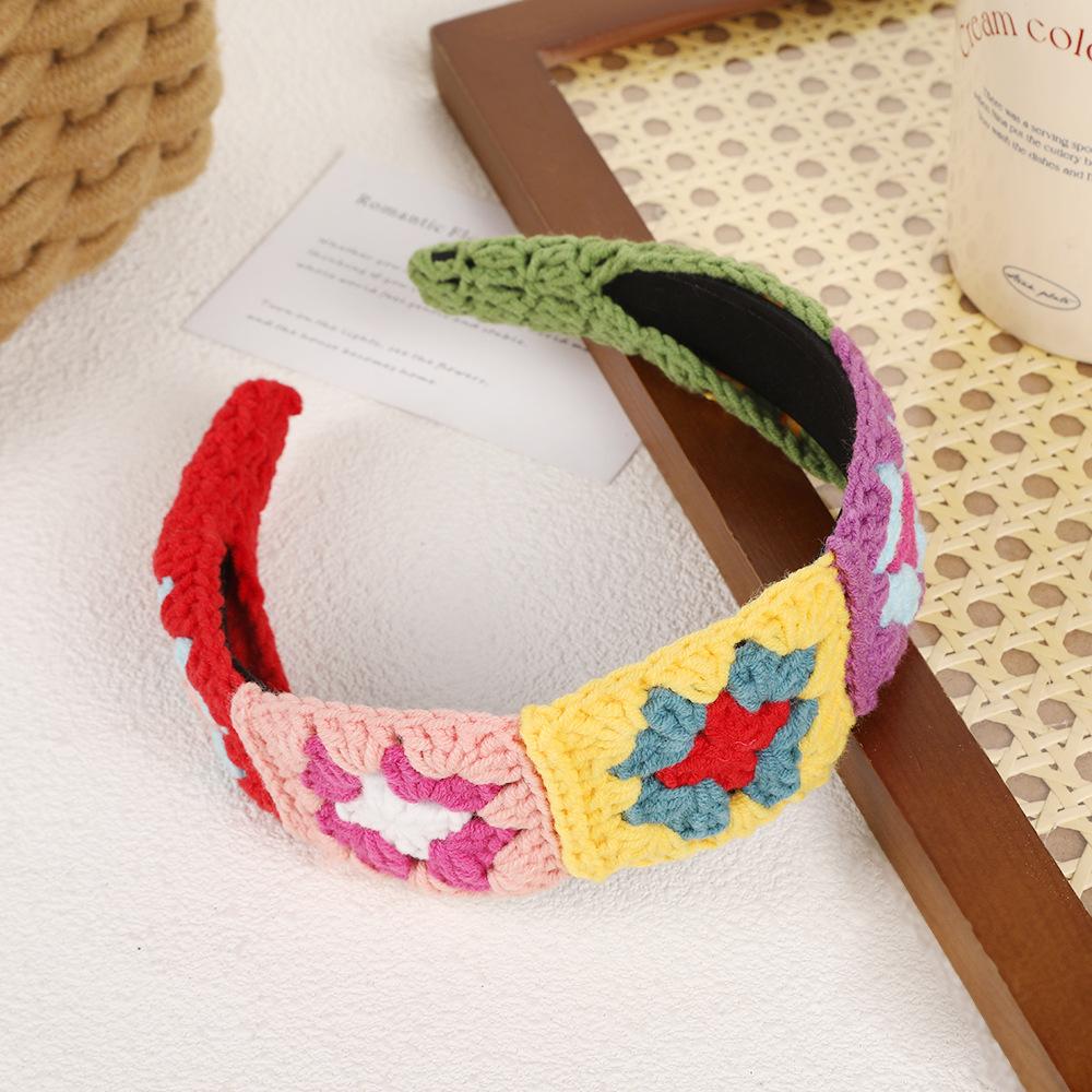 Gerste Häkeln Mori Haarband Stricken Oma Gitter Handgestricktes Stirnband Zu Windigem Lokalem Ethnischem Stil