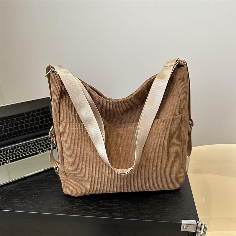 Street Fashion Large Capacity Nylon Tote Crossbody Bag For Women In Brown