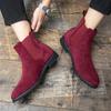 Fashion Winter New Fashion Male Pointed Black Red Suede Leather Ankle Boots Men Casual Luxury High Top Platform Shoes Zapatos Hombre