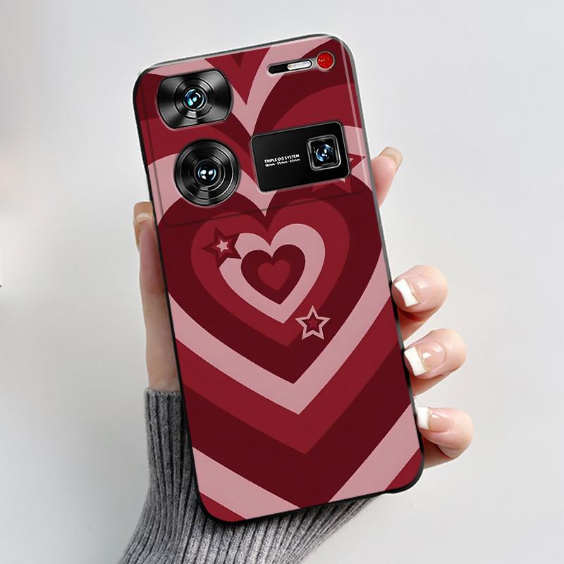 Case For ZTE Nubia Z60 Z70 Z70S Z50 Ultra Cute Love Heart Rabbit Matte Black Soft Silicone Cover For Nubia Z60Ultra Fundas Shell