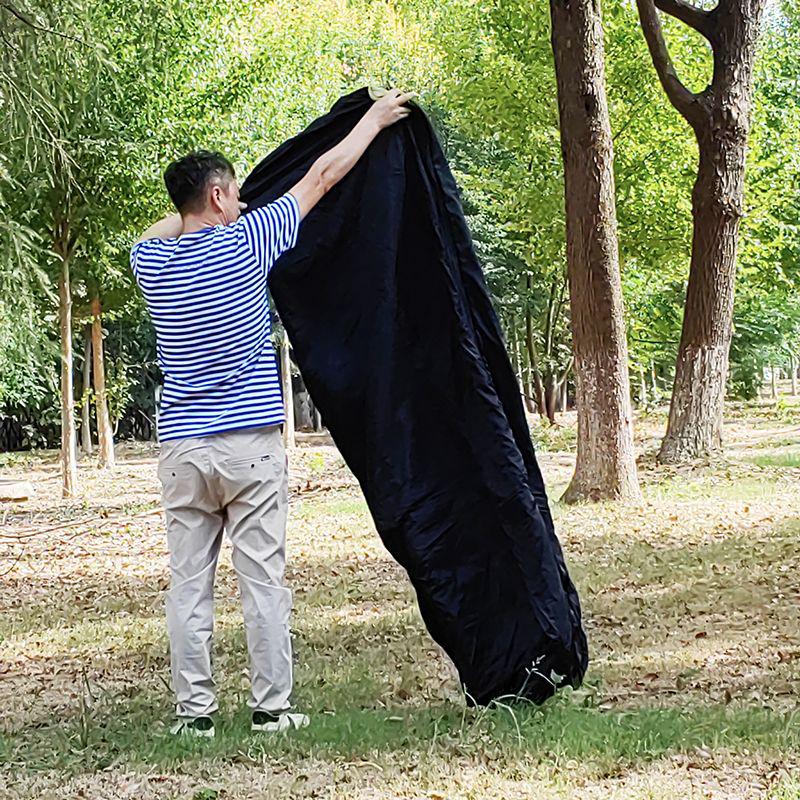 A1R Tunnel Water-Resistant Warm Sleeping Bag - Lightweight, Black, Capsule Design with Protective Cover, Dirt-Resistant, Inflatable.