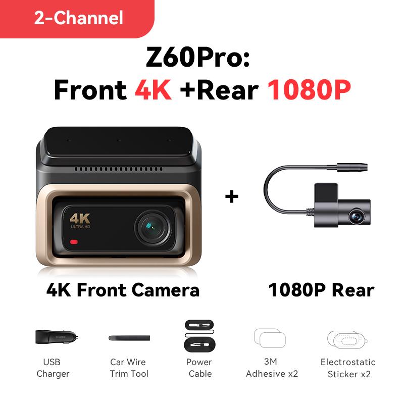 DDPAI 4K Autokamera Z60 Pro Podpora HDR Přední a Zadní Vnitřní Kamera do Auta SONY STARVIS2 678 Senzor 5GHz Wi-Fi GPS ADAS 4G Autokamera