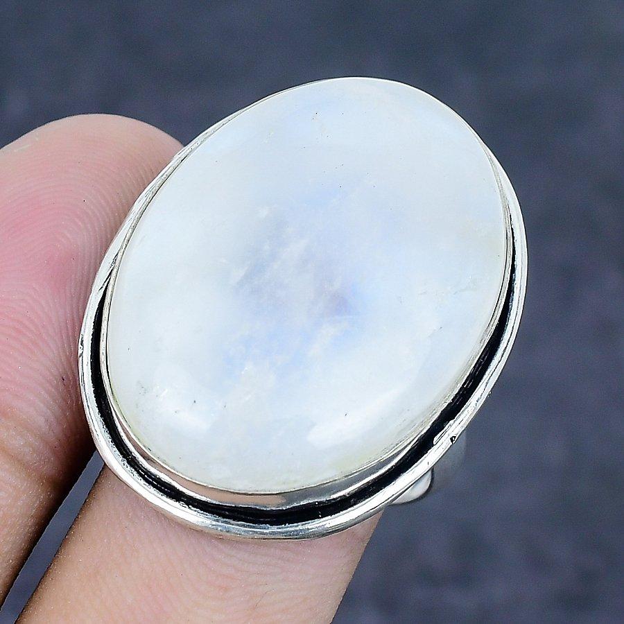 Natural Moonstone Gemstone Handmade 925 Sterling Silver Jewelry Ring Size 9 z2a26