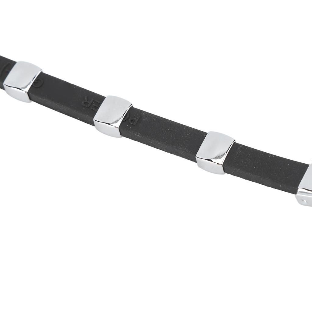 Magnetic Negative Ion Bracelet Waterproof Silicone Sports Bracelet Wristband for Balance Silver Buckle Black
