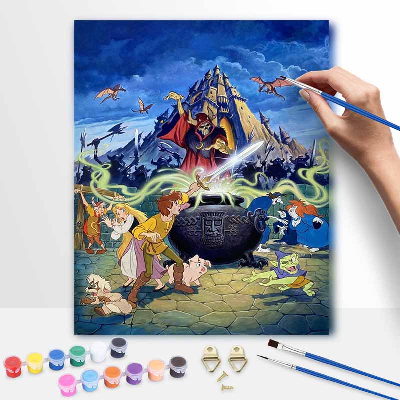 Disney Oil Painting Kit, Black Cauldron Fantasy Art Hand Painting Canvas DIY Home Decor