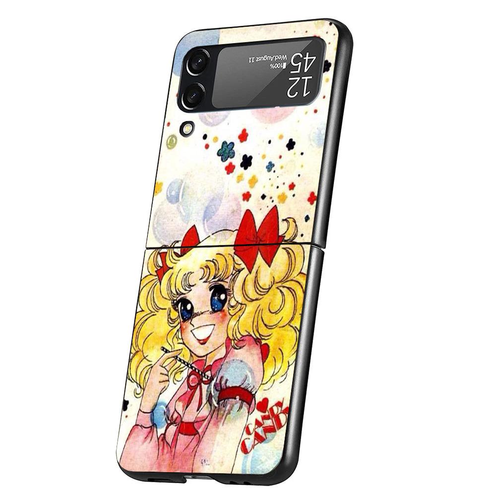 Anime Candy Cover Phone Case For Samsung Galaxy Z Flip 7 6 5 4 3 5G Flip7 Flip6 Flip5 Flip4 Flip3 Black Fundas Shell Galaxy Z Fl