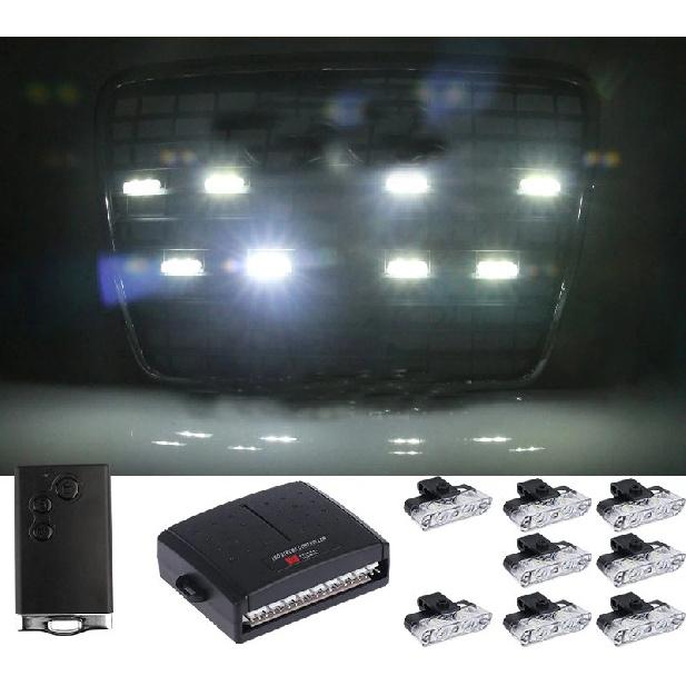 8/16 in 1 LED Suv Grille Strobe Light Automotive Strobe Warning LED Flashing Emergency Car External Light with wireless control