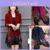 Elegante Cappotto Vintage da Donna a Fiori con Maniche Lunghe ed Elegante Design a Frange per Uso Casual