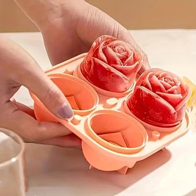 Moule à glaçons en forme de rose à 4 grilles, multifonctionnel, pour chocolat, gelée, bac à glaçons, fournitures de réfrigérateur de cuisine pour fête de camping-car, pour boulangerie