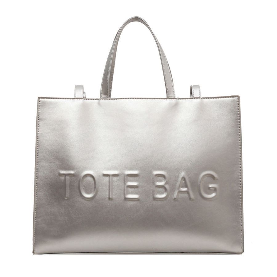 Textured Large-capacity Bag Women's 2025 New Fashion Portable Tote Bag Summer Retro Shoulder Bag Commuter Bag