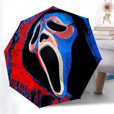 1pc Scream Mask Automatic Open/Close Umbrella Folding Umbrella, Portable Compact Travel Umbrella, Gift for Men & Women Y02
