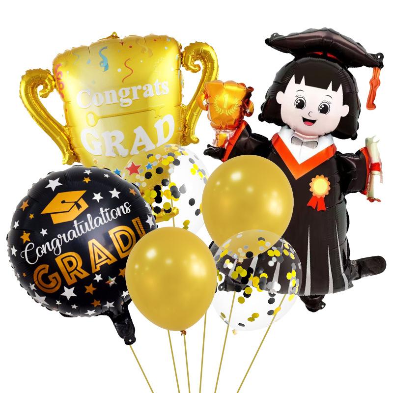 

Graduation Party Decorative Balloon Set Graduation Season Arrangement Male And Female Aluminum Film Balloon Graduation Celebration Set Female classmate graduation A