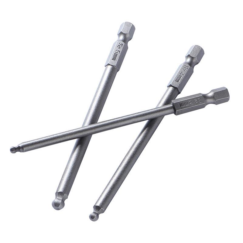 5-teiliges Sechskant-Kugelkopfbithalter-Set, 100 mm lang, S2-Stahl, magnetisch, für elektrische Schraubendreher.