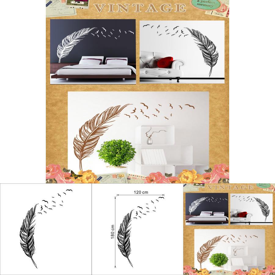 Premium Quality Removable Flying Feather Design Wall Stickers For Elegant Home Decor