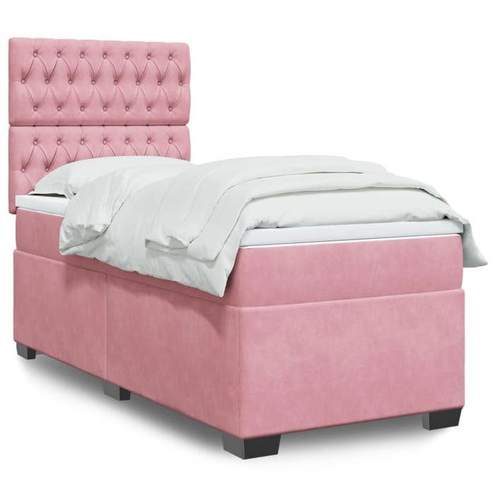Maison Exclusive - Sommier à lattes de lit avec matelas Rose 90x190 cm Velours