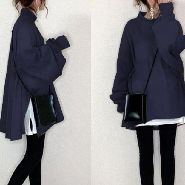 2024 Autumn/Winter Women's Japanese Style Pullover: 8 Solid Colors, Fake Two-Piece Design