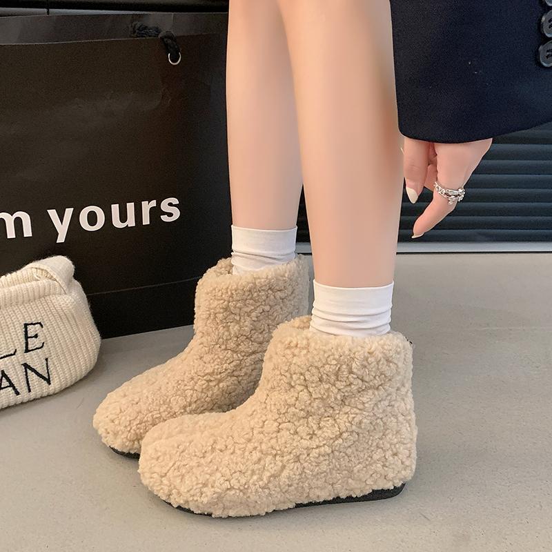 Fashion Warm Faux Fur Slippers Women Men Winter Shoes Indoor Home Soft Plush Footwear Solid Color Girls Boys House Floor Fluffy Boots