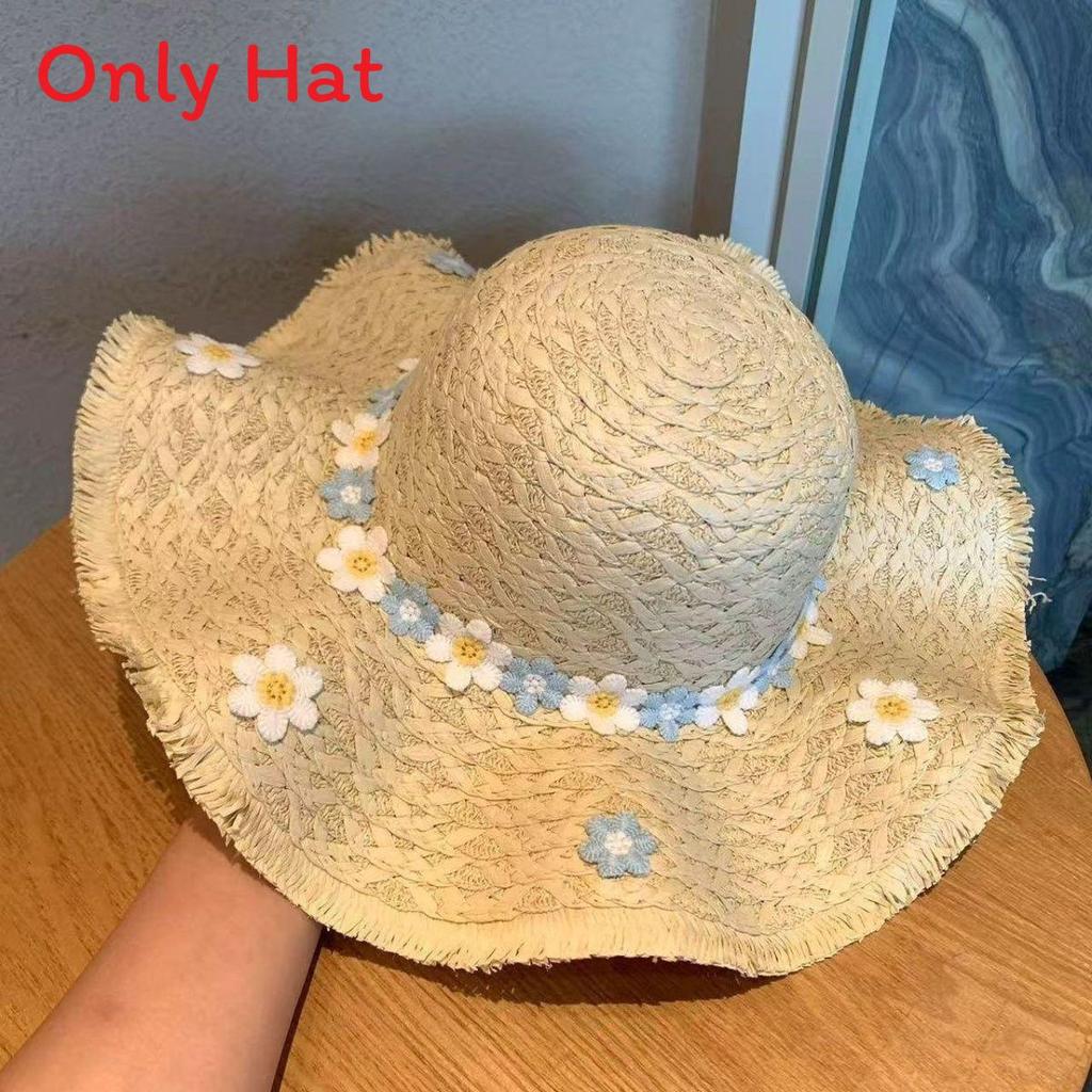 Sun Protection Straw Hat With Wide Brim For Beach Vacation And Outdoor Activities