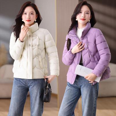 Kurze Daunen-Baumwolljacke für Damen - 2025 Winter Koreanischer Stil, Lockere Passform, Warmer Stehkragen, Petite Oberbekleidung.