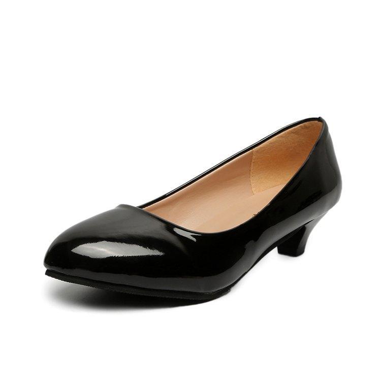 Women New Luxury Middle Heel Shoes Black Round Toe Thick Heel High Heel Shoes Etiquette Work Women Casual Shoes High Heels