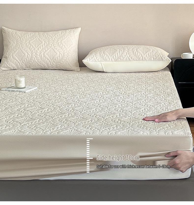 Waterproof Cotton Urine Pad Bed Cover - Thick Solid Color Mattress Protector (2026 Model)