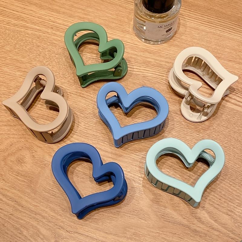 6 SZT./ZESTAW Damskie Klipsy do Włosów Miłość Matowe Wielokolorowe Plastikowe Klipsy do Włosów Miłość Modny Słodki Styl Wyjście Stylizacja Włosów Makijaż ba