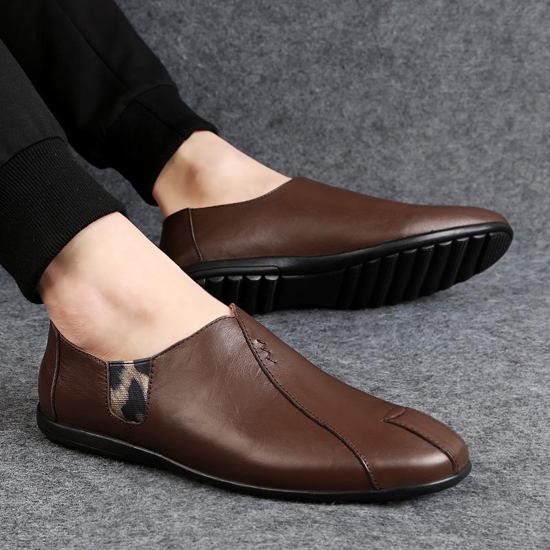 Men's loafers Korean version men's shoes cowhide driving Doudou shoes foreign trade large size leather shoes men's foot lazy shoes