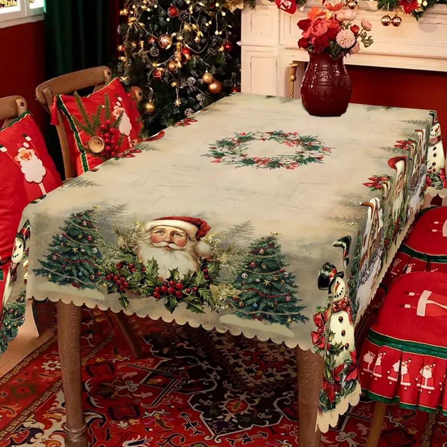 Christmas tablecloth snowflake Santa Claus tablecloth polyester washable tablecloth modern simple anti fouling