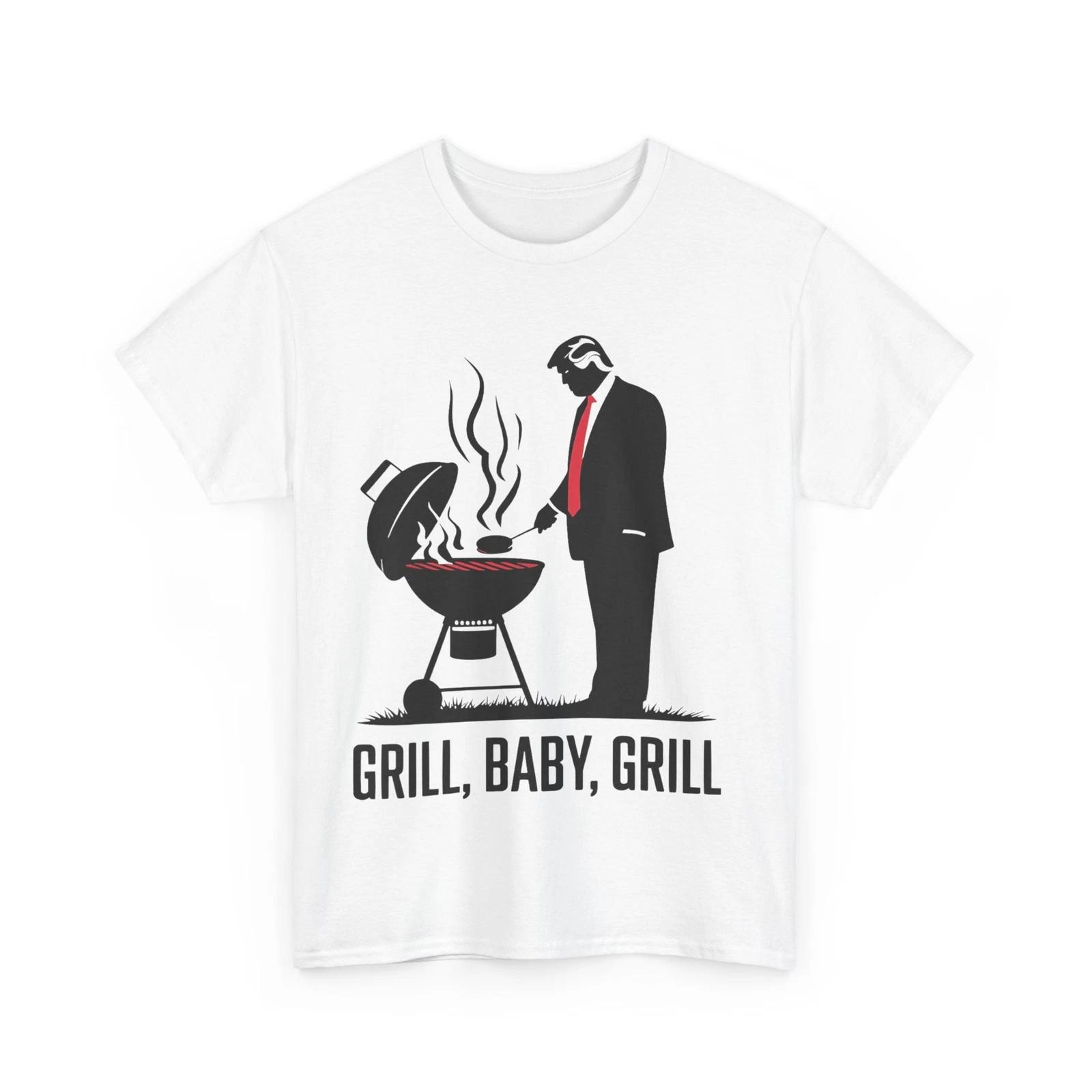 Grill Baby Grill Shirt, Funny Trump Silhouette 4th of July BBQ T-Shirt 2XL