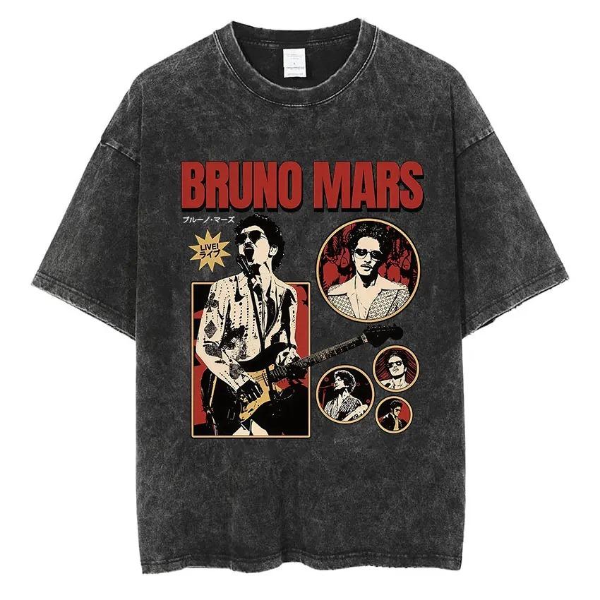 Bruno Mars The Romantic Tour 2026 Tricouri Vintage Spălate Bărbați Femei Modă Punk Gotic Bumbac Mânecă Scurtă Tricou Streetwear