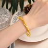 Gold-Plated Starry Dragon & Phoenix Push-Pull Women's Bangle - Non-Fading, High-End Jewelry