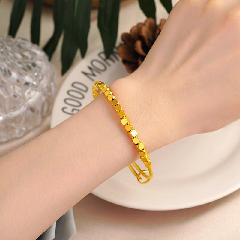Gold-Plated Starry Dragon & Phoenix Push-Pull Women's Bangle - Non-Fading, High-End Jewelry
