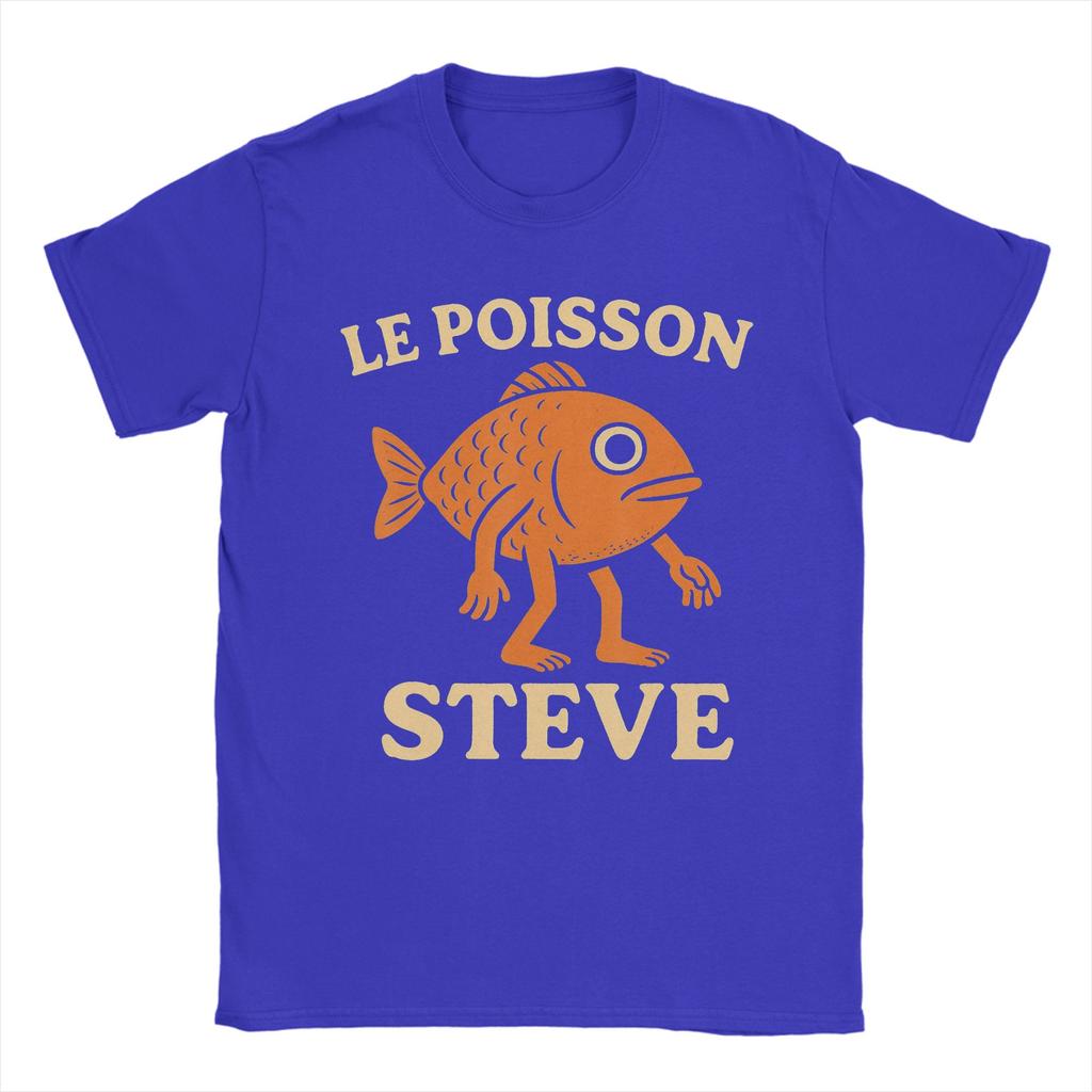 Fisch Le Poisson Steve Meme Herren T-Shirts Vintage T-Shirt Kurzarm Rundhals T-Shirt 100% Baumwolle 4XL 5XL Kleidung
