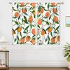 Orange Leaves Small Kitchen Curtains Allover Fruits Citru Window Treatment Leaves Rod Pocket Cafe Short Window Curtains for
