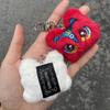 Chinese Lion Keychain Plush Lion Dance Keyring for Car Keys Backpack Ornament