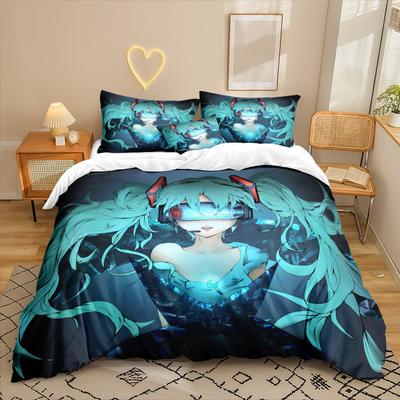 Serie Animata Stampa Digitale 3D Set Biancheria da Letto Tre Pezzi Lenzuolo Copripiumino